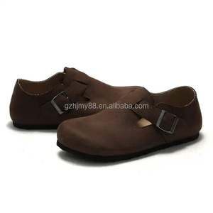 Birken londra 2024 yaz sandalet çift göğüslü inek deri hayvan baskı desen çelik ayak özelliği Slip-On mantar tarzı - Product Image 3