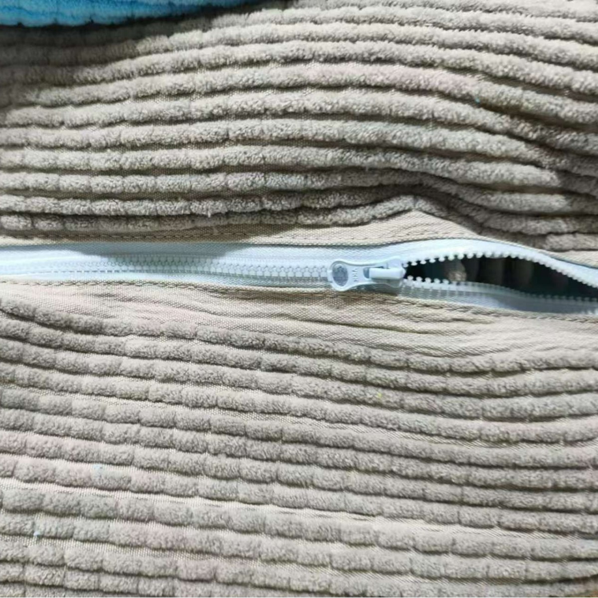 Gray + blue ykk zipper