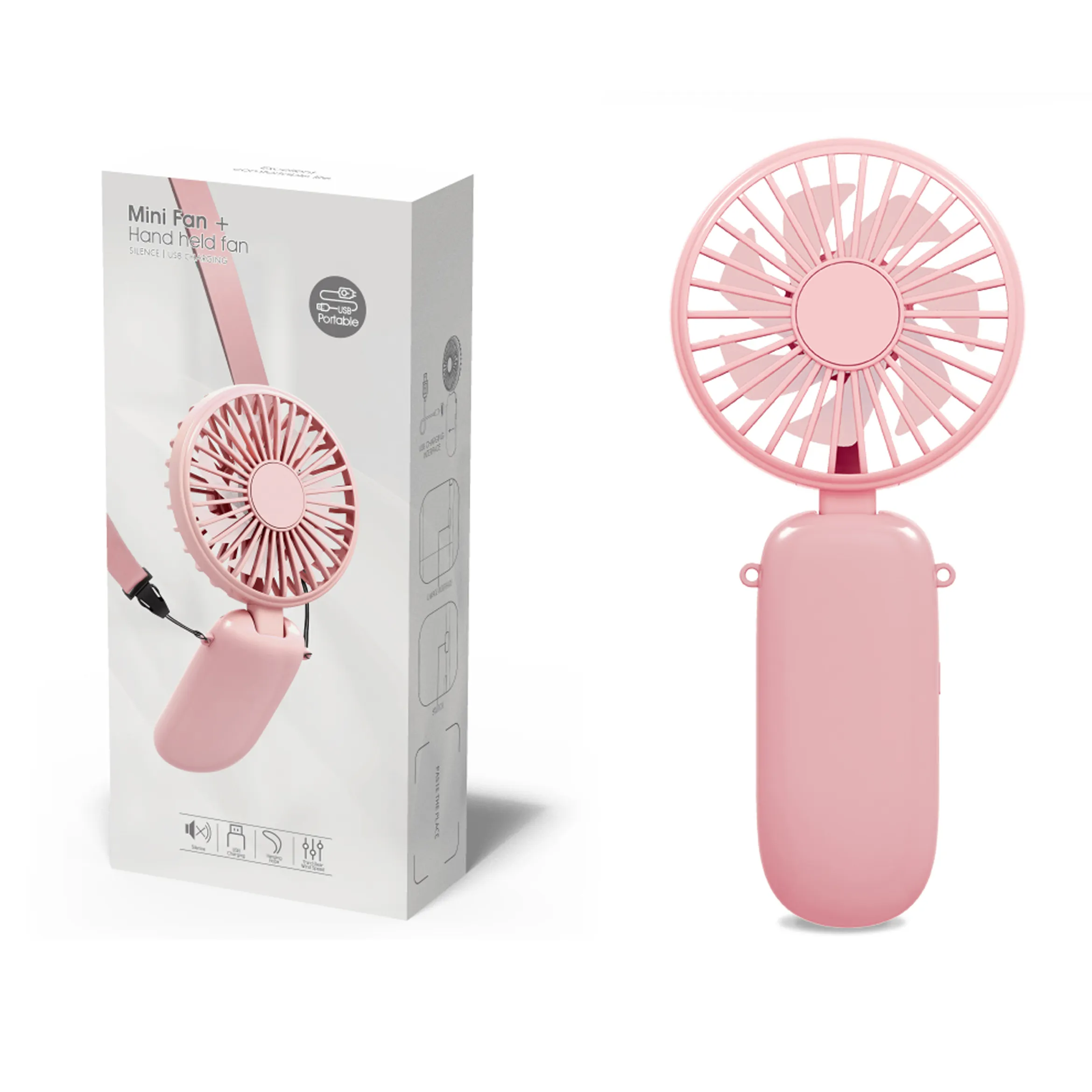Custom hanging neck fan handheld foldable charging fan for easy carrying in travel dormitory