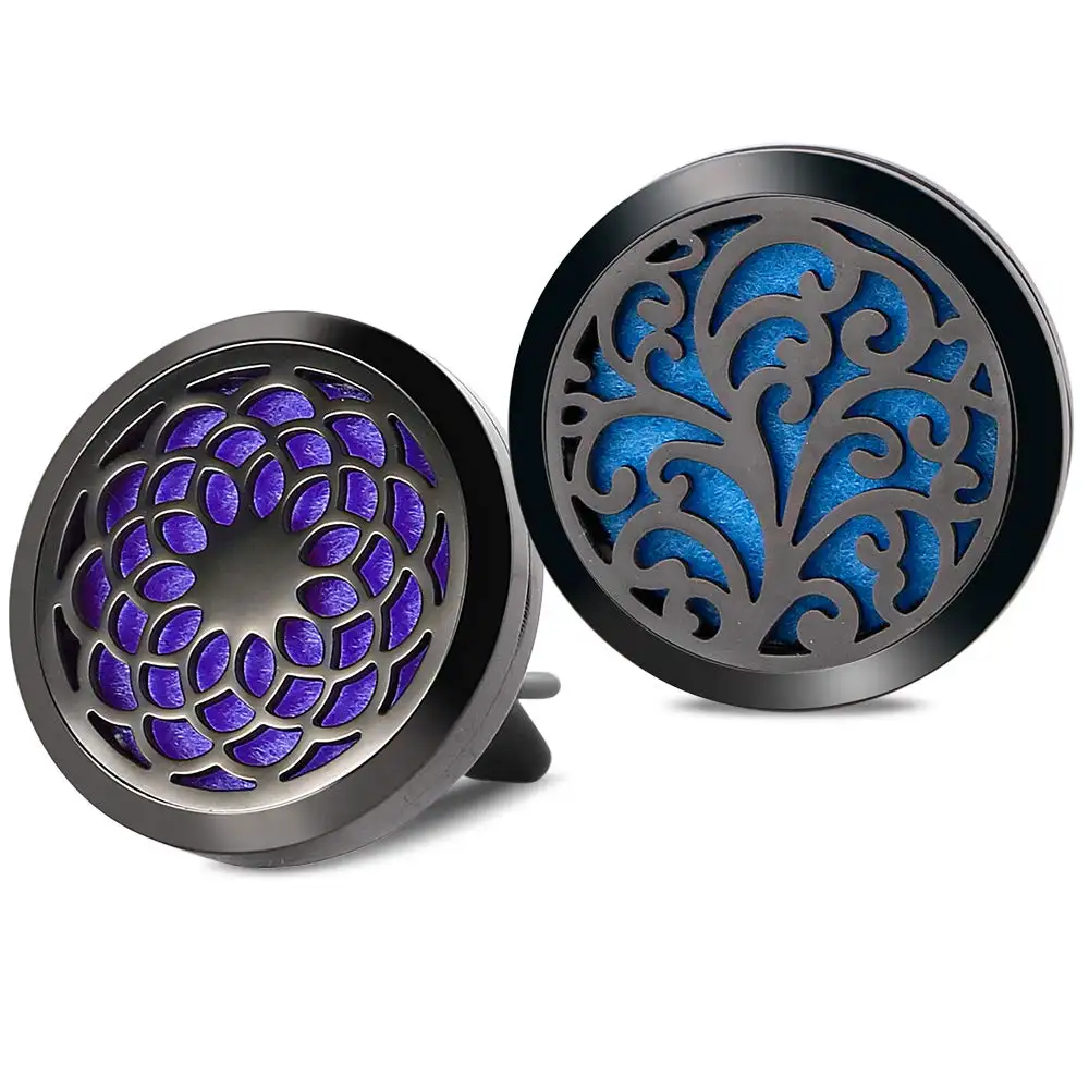 Magnetic Plain Diffuser Stainless Steel Black Tree of Life Car Diffuser Aromatherapy Essential Oil Air Freshener