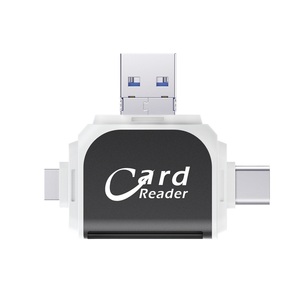 金属4In1 SD TF存储卡OTG适配器R015适用于苹果安卓Linux USB A/8针/微型/C型至SD TF读卡器转换器 - Product Image 1