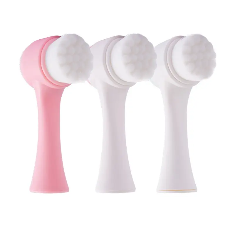 Üst satıcı cilt bakımı güzellik ürünü yüz temiz sentetik saç Polka Dot çift taraflı silikon yüz temizleme fırçası toptan