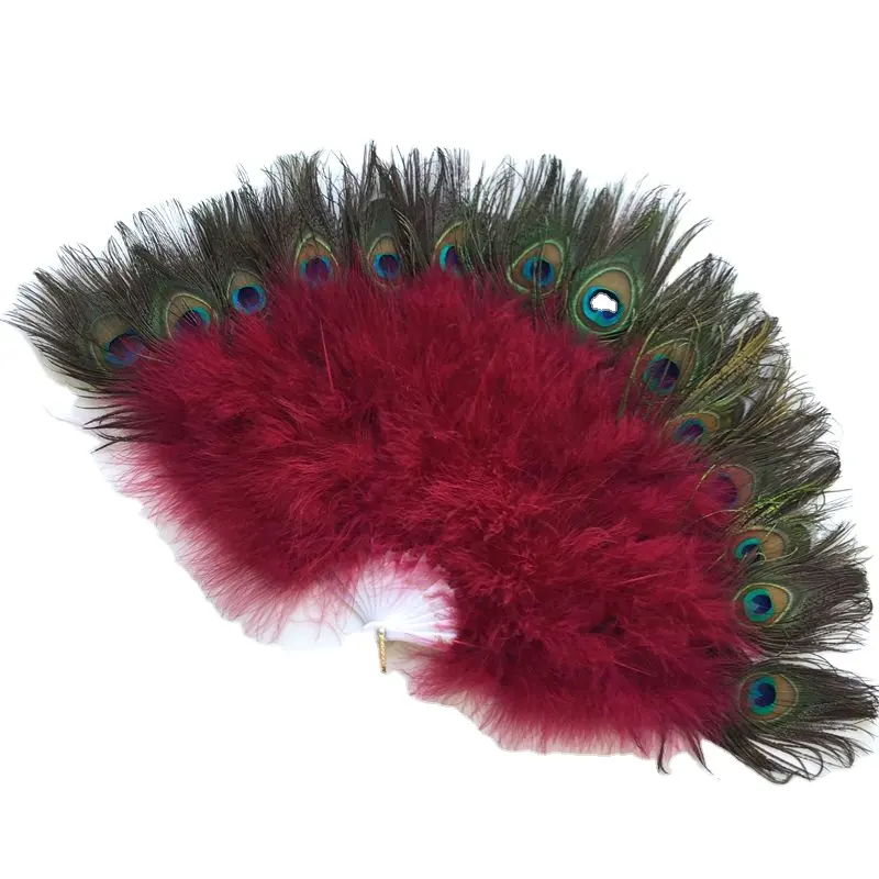 Wholesale Elegant Marabou Peacock Feather Fans customized belly dance decorative feather fans