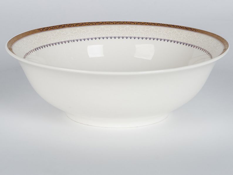 Tazón de sopa grande de 9 pulgadas con borde de oro blanco