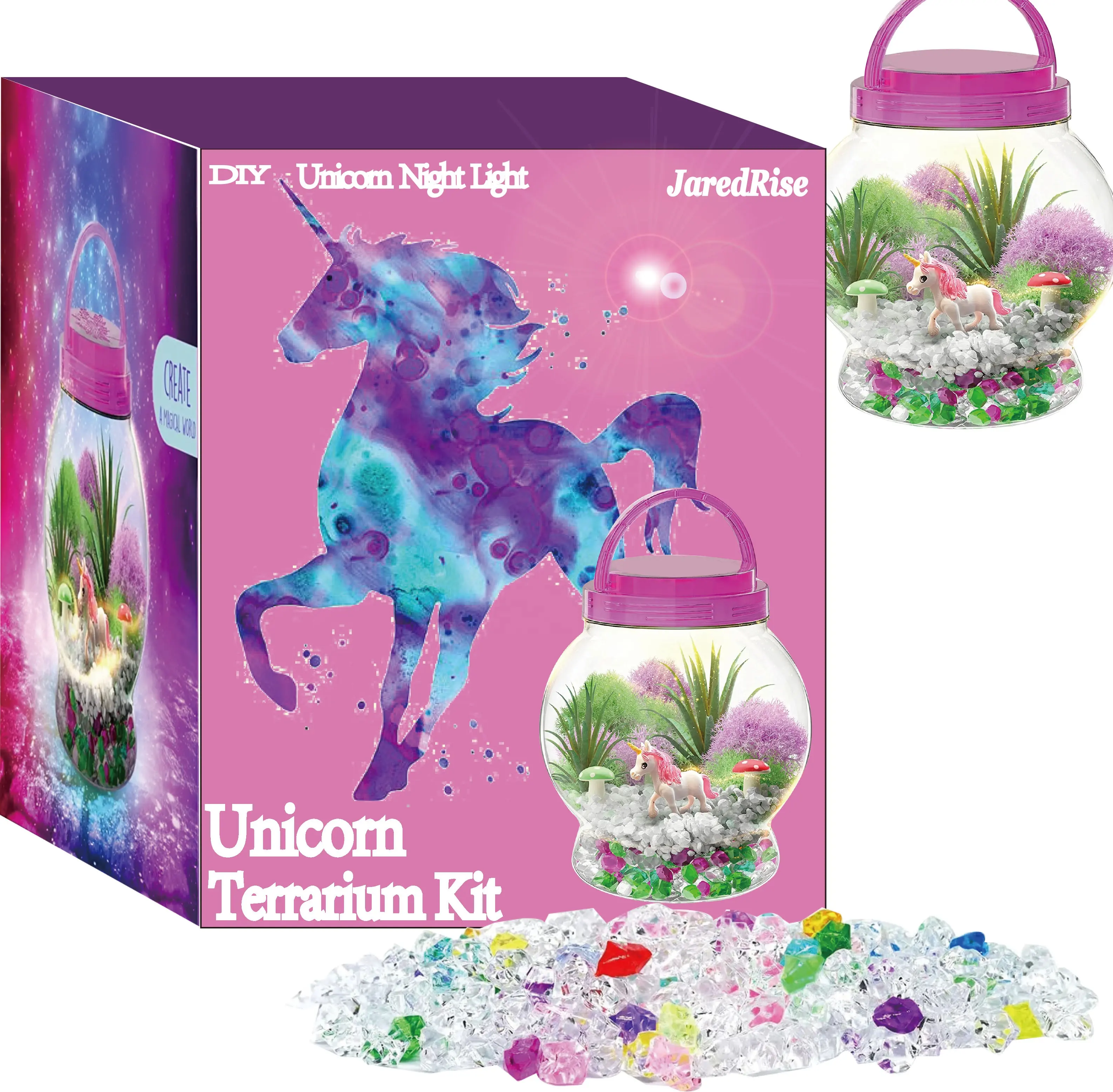 Kit de terrario con luz nocturna de unicornio, novedad, regalo de Wonder Garden
