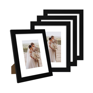 8x10相框套装悬挂风格真玻璃黑色木框8x10照片垫5x7垫4x6家用展示桌面墙 - Product Image 1