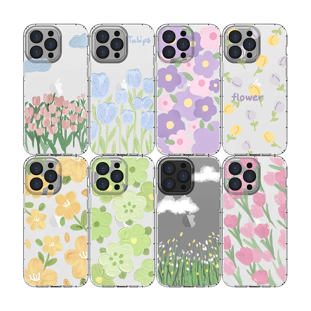 Funda de teléfono de TPU suave con papel tapiz de flores pintadas para iPhone 15 pro ultra