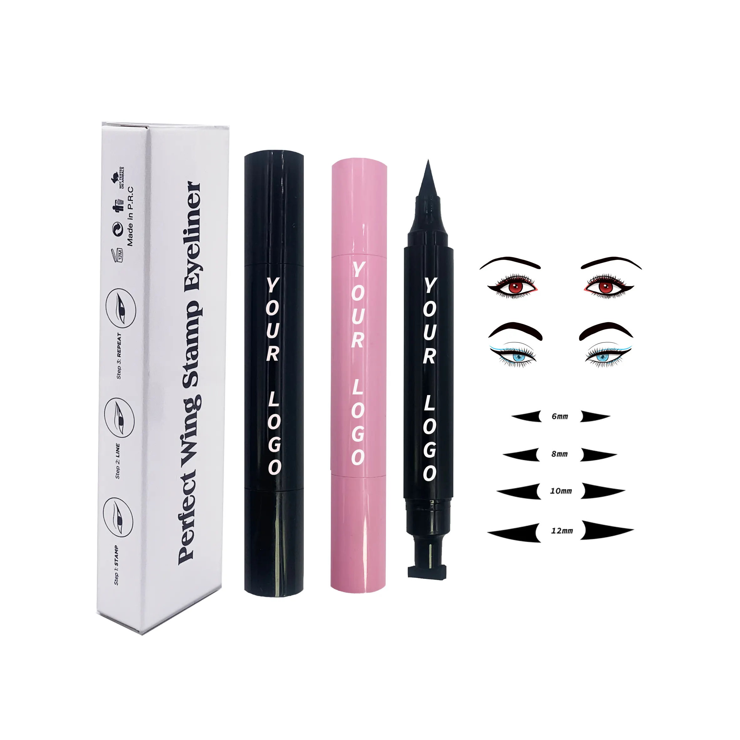 Fast Dry Stamp Wasserdichter Eyeliner Langlebiger Stempel Eyeliner Make-up Winged 2 in 1 Flüssiger natürlicher Wimpern klebs tift Wasserdicht