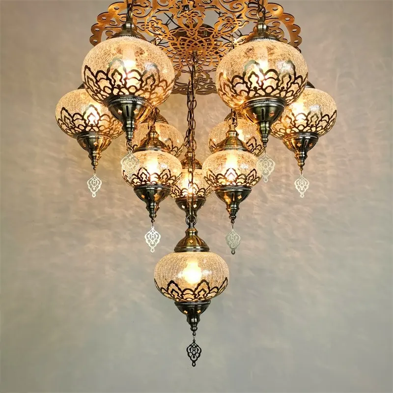 Turkish Style Hotel Glass Lamps Decorative Antique mosaic chandelier