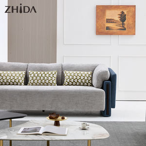 Zhida-Ensemble de canapé italien en velours gris de haute qualité, canapé 3 places de luxe design, ensemble de meubles de salon modernes dorés, ensemble de canapés 3 2 1 - Product Image 2