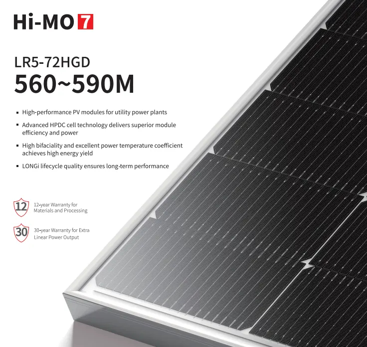 Longi Hi-Mo 7 560w Bifacial güneş panelleri 560w 570w 580w 590 watt Longi güneş Himo 7 PV modülü