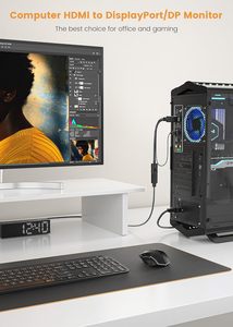4K HDMI-DPアダプター4K-60HZ男性から女性へナイロンTPE PVCジャケットソースデバイスからDPディスプレイへ - Product Image 5