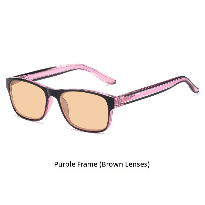 Purple frame-brown lens