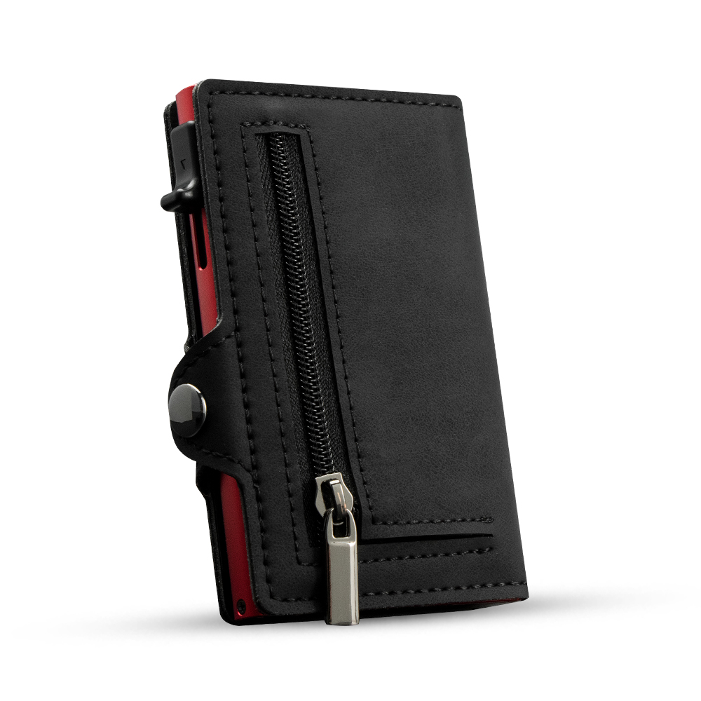 Black with red card holder