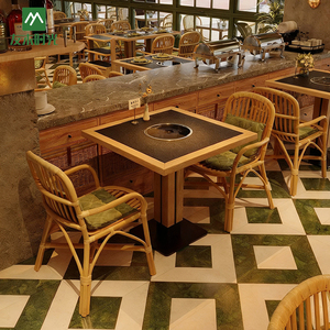 Tùy chỉnh hiện đại lẩu nhà hàng lửa Đá Bàn ăn thân thiện với môi bền thương mại đồ nội thất thịt nướng sofa bàn ghế Bộ - Product Image 2