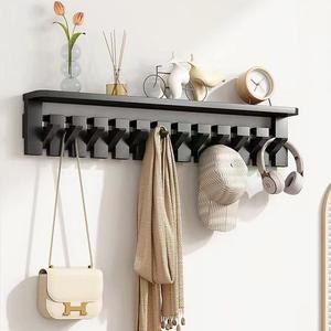 Fabrika özel sıcak piyano tuşları asılı giysi rafı Flip-Down Hooks ile duvara monte ceket raf yerden tasarruf ahşap palto askılık portmanto