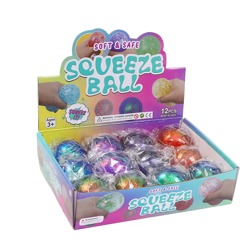 Vente en gros Balle extensible à presser personnalisée Fidget Toys Changer de balle anti-autisme remplie de farine sensorielle douce Pu
