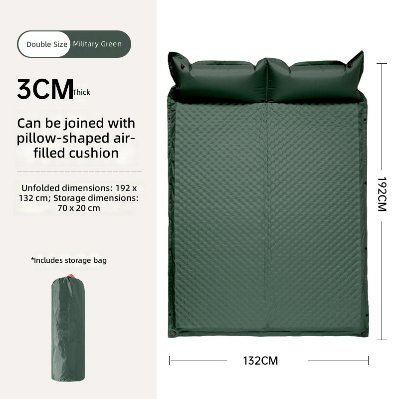 green 3cm self-inflating mattress-double size