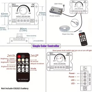 Светодиодный переключатель диммера 12V-24V 30A PWM регулятор затемнения, регулируемая яркость выключатель света диммер контроллер для светодиодной полосы света - Product Image 5