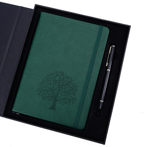 Green Leather <strong>Notebook</strong> Customizable <strong>Printing</strong> Emboss Logo Journal <strong>Notebook</strong> <strong>with</strong> Pen Gift in Black Box case - Product Image 1