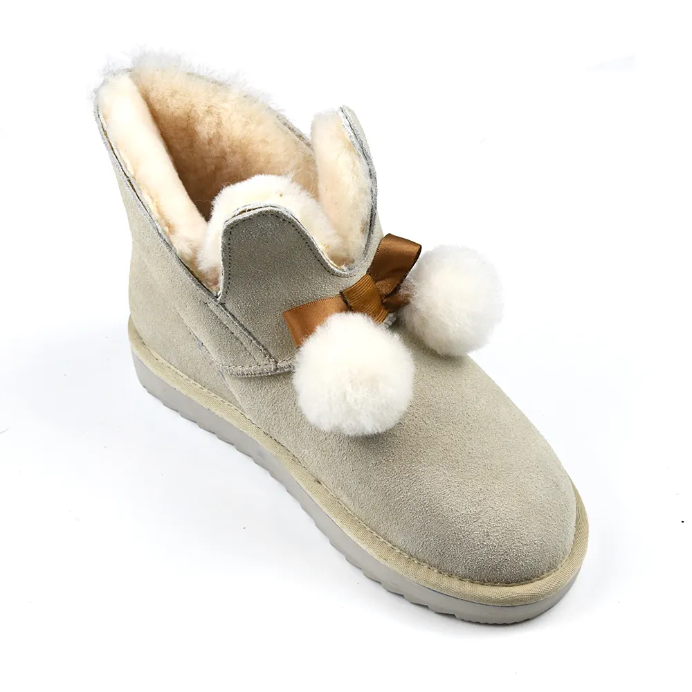 Botas de nieve personalizadas para niños pequeños, zapatos cálidos de invierno, botas de piel de oveja