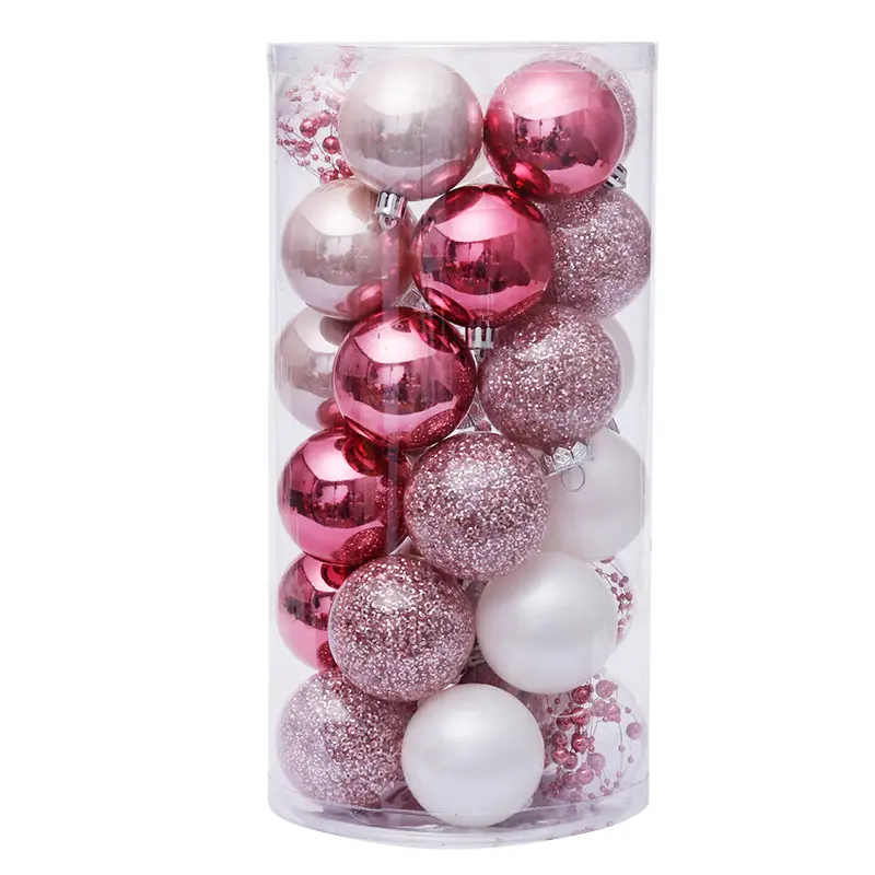 Boule de noël en plastique 6cm, 30 pièces/boîte, décorations de noël, produits en Stock, boules de noël personnalisées