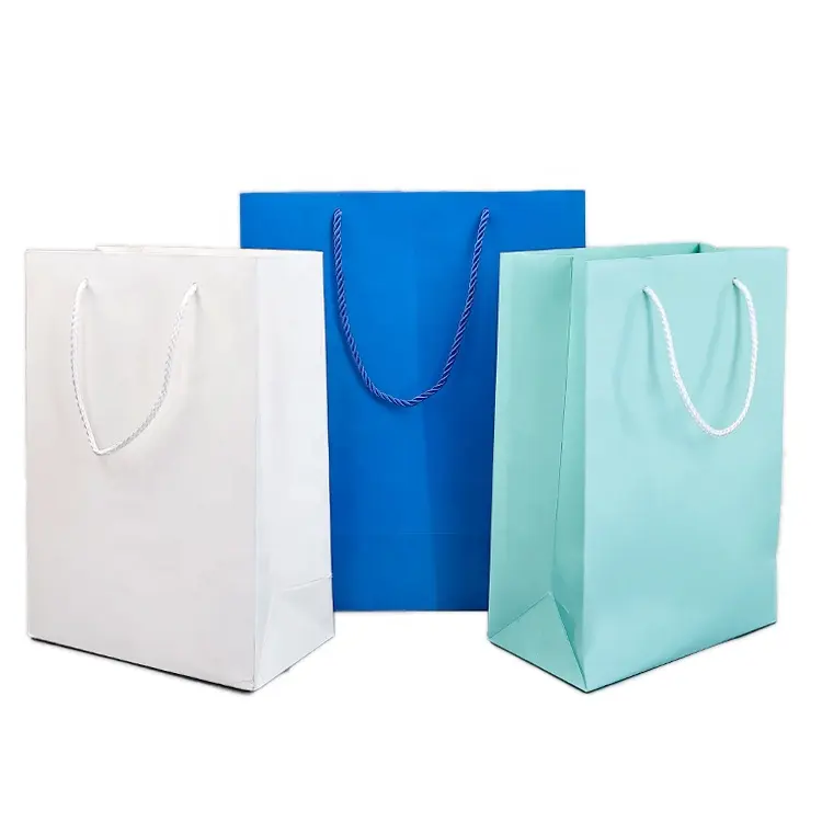 Bolsa de compras de papel de embalaje para pequeñas empresas, bolsa de regalo barata con su propio logotipo