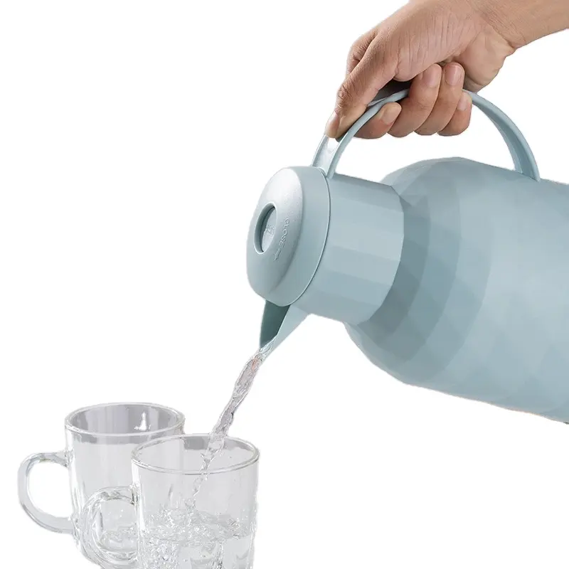 Nueva moda carcasa de plástico y botella termo forrada de vidrio botella de vacío de gran capacidad hogar Oficina agua café tetera