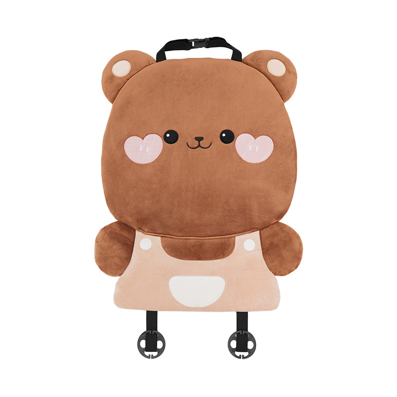 Plush seat cushion with 3D bear backrest