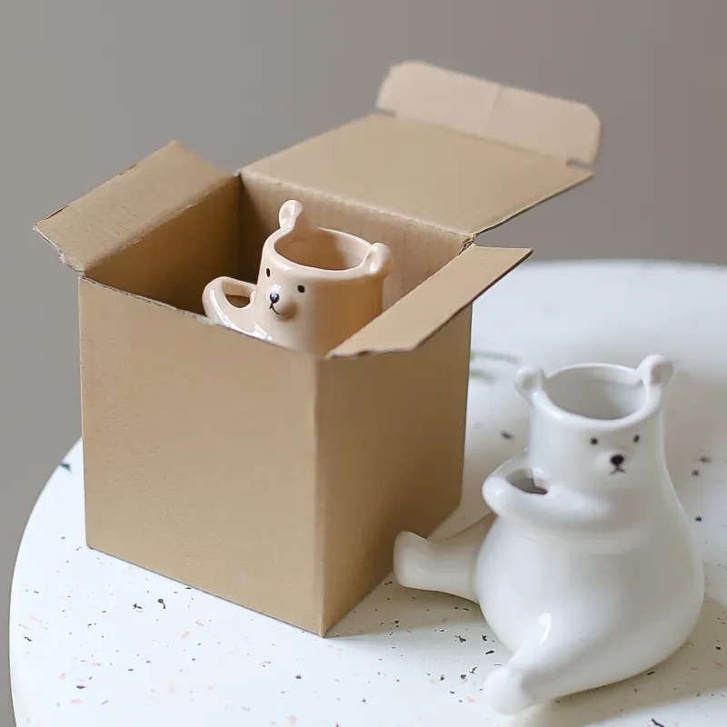 Más vendidos nuevo creativo dedo corazón oso florero macetas para decoración del hogar maceta de cerámica encantador Animal jarrones regalo
