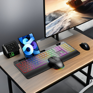 104 Keys Bluetooth Rechargeable RGB Backlit Wireless <strong>Keyboard</strong> and <strong>Mouse</strong> with Tablet <strong>Computer</strong> <strong>Keyboard</strong> and <strong>Mouse</strong> with Palm Rest - Product Image 2