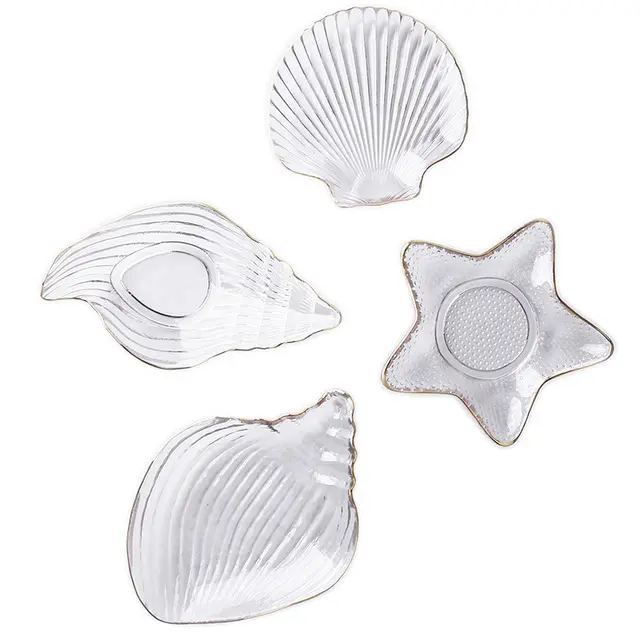 Tableware Wholesale Ocean Series Glass Lead Free Crystal Glass Conch plate