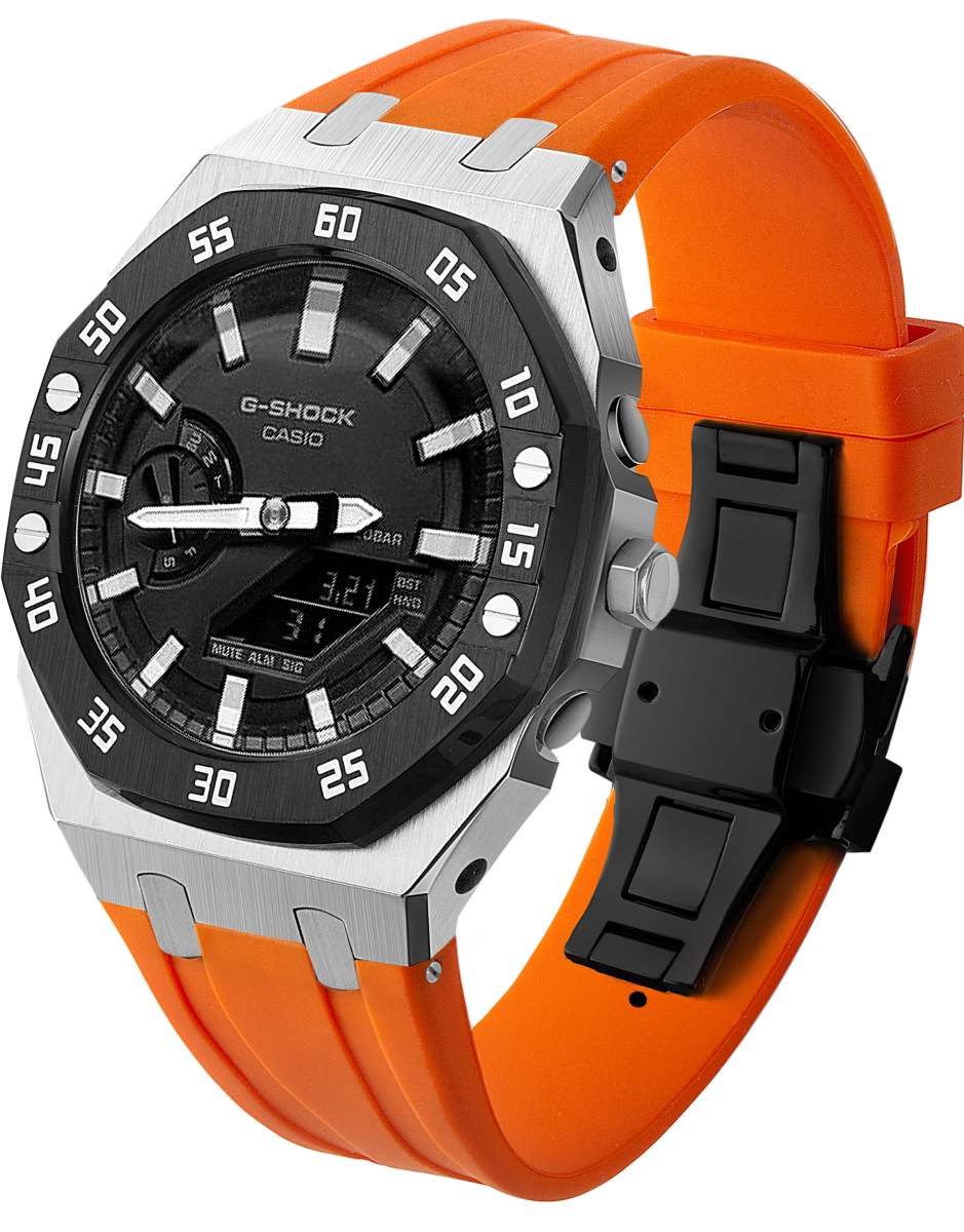 Argent noir + Orange