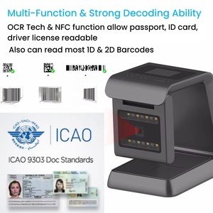 RTS Desktop ICAO9303 Document Passport Visa ID Card <strong>Reader</strong> Hotel Travel Agent Airport Ticket <strong>Coupon</strong> 2D QR Code Barcode Scanner - Product Image 2