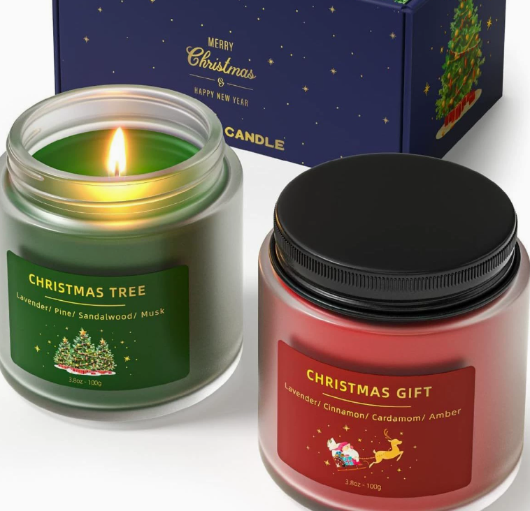 Coffret cadeau de 2 flacons en verre dépoli 6*6cm 100g