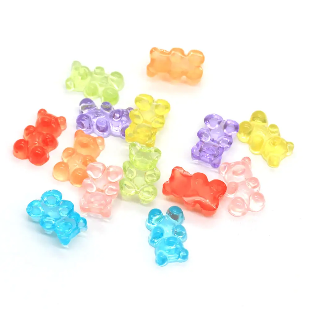 2019 Nuovo Kawaii Miniatura Gummy Jelly Orso Cabochons Della Resina di Flatback QQ Gummy Della Caramella Sveglio di Disegno Dell'orso Casa Delle Bambole FAI DA TE