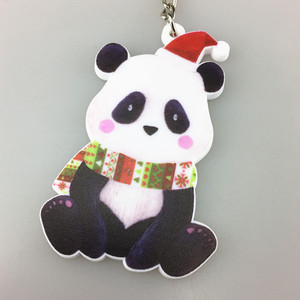 ファクトリーアウトレットソフトPVC 2Dパンダクリスマスキーチェーンフルカラー印刷漫画動物パターン - Product Image 3