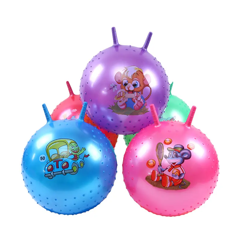 Bola de salto de pvc com alças, venda quente de design de 20cm, bola bouncy de pvc com desenhos animados