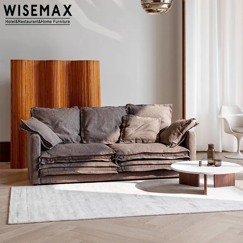 WISEMAX mobili italiano di alta qualità divano set mobili in legno massiccio tessuto di lino rivestimento reclinabile divano modulare per la casa