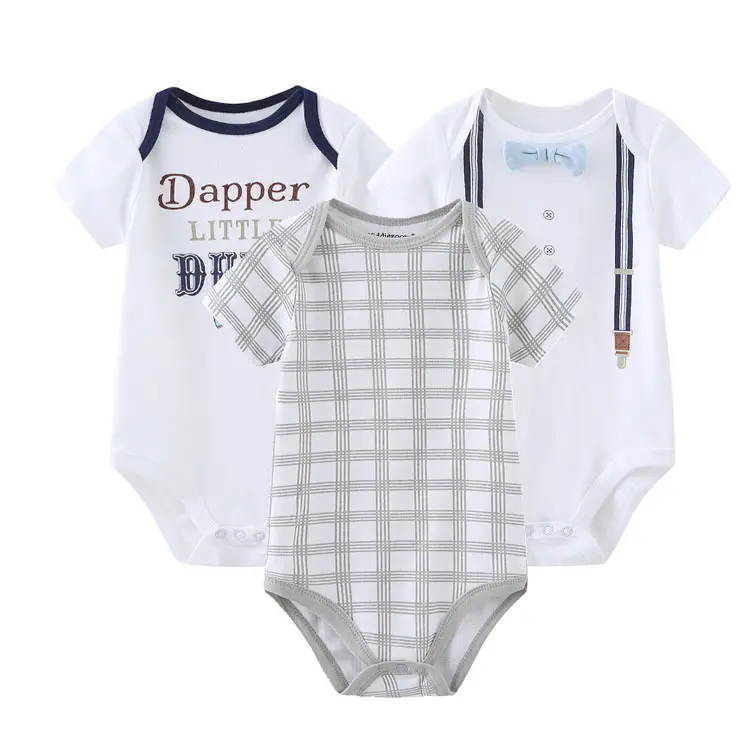 Baby Summer Triangle Fart Jacket Boys Girls Short Sleeve Onesie Letter Printed Cute Baby Romper