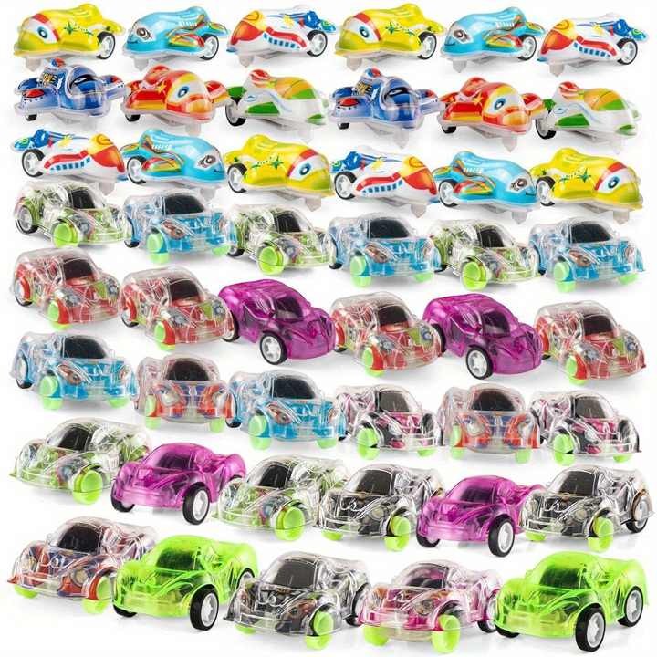 Grosir hadiah kecil model mobil anak-anak kendaraan puzzle mainan mini transparan tarik mundur warna-warni mobil aksi untuk anak-anak