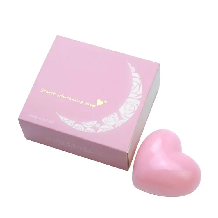 Venta al por mayor de alta calidad Rosa sólido de la piel en forma de corazón jabón Natural hecho a mano