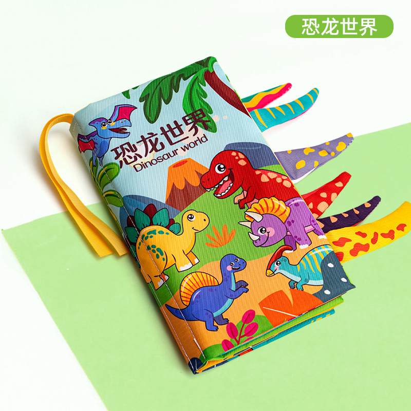 Livre en tissu de queue du monde dinosaure (6 pages 12 côtés)