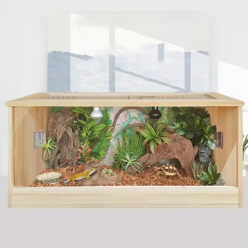 Scatola di allevamento di rettili In legno massello In una resistente lucertola tartaruga rettili gabbia casa scatola di conservazione del calore