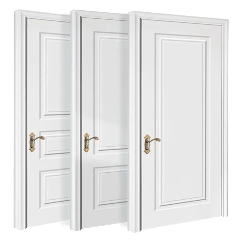 Üretici diğer MDF HDF basit ses geçirmez kapı katı ahşap Prehung giriş odası iç kapılar beyaz renk
