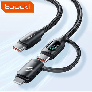 สายชาร์จเร็วแบบ2 in 1 toocki 20W 100W จอแสดงผลดิจิตอลแบบ2อิน1สำหรับ IP Type-C - Product Image 1
