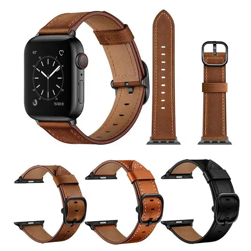 Inek derisi DS hakiki deri bilezik Apple ürünü için 38mm 42/44mm 45mm 41mm kayış iwatch serisi 8 7 Ultra 4 Unix saat kordonları