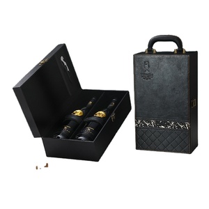 高档红酒礼品包装盒双皮料，带压花金箔哑光层压和消失印花 - Product Image 1