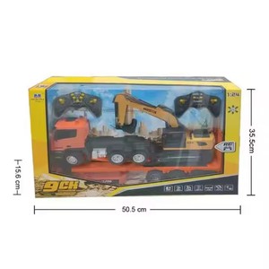 2 In 1 kombinasyonu iki denetleyici 9CH DIY kiti 1 24 ölçekli uzaktan kumanda RC düz platformlu römork kamyon ile ekskavatör oyuncak - Product Image 3