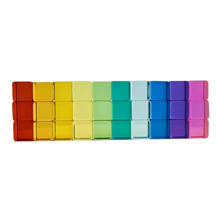 Acrílico arco-íris colorido vidro bloco brinquedo cristal cubo bloco arco-íris cubos para criança
